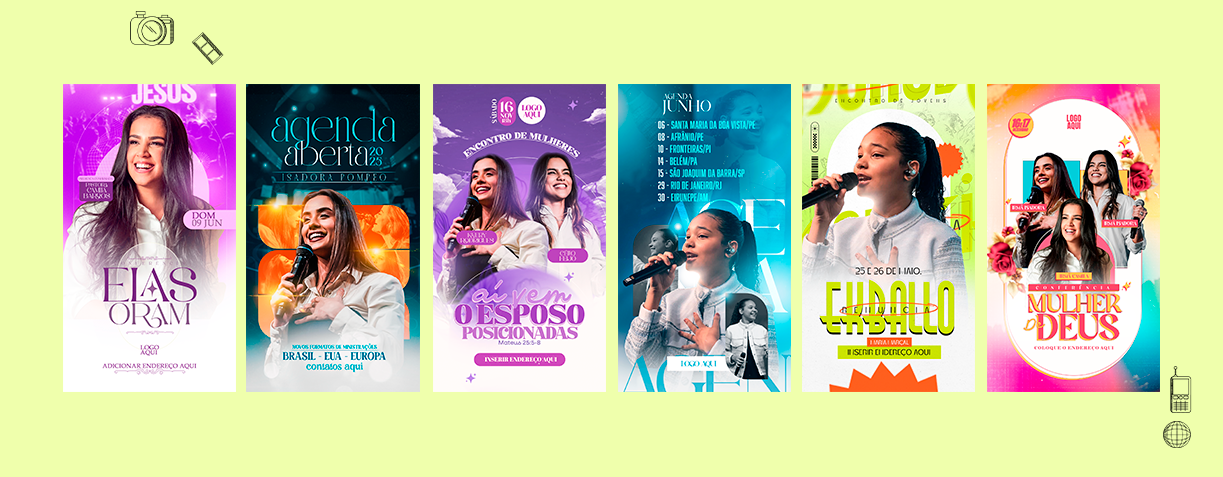 Exemplos de artes do Pack Cristão Criativo