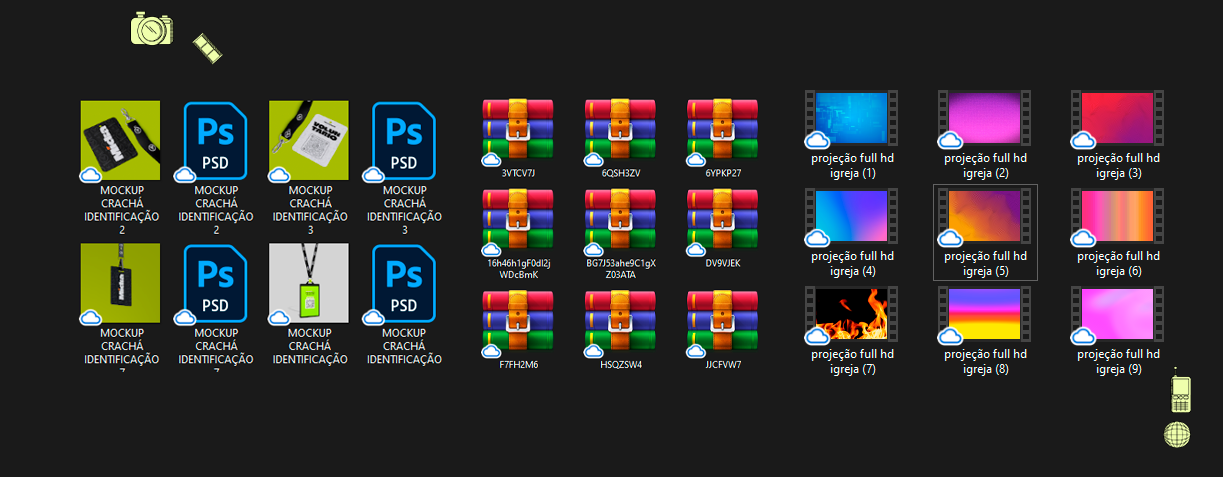 Bônus: mockups de crachás, fontes premium e vídeos de projeção Full HD